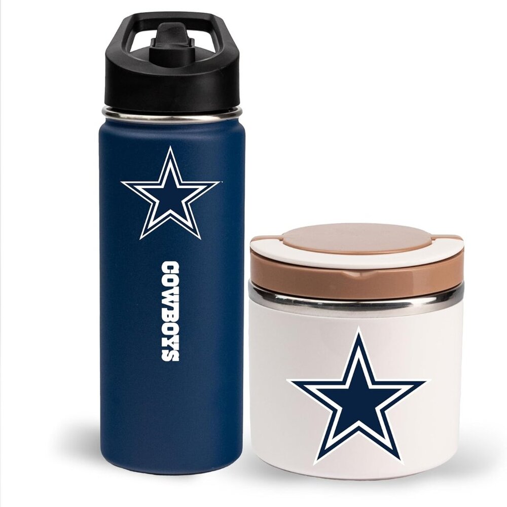 Dallas Cowboys 18oz Water Bottle and 22oz Food Storage Container The Memory Co.